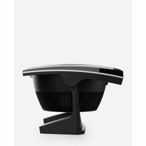 Side profile of a black Vornado air circulator fan