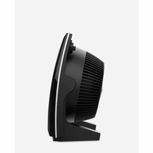 Side view of a black Vornado air circulator fan