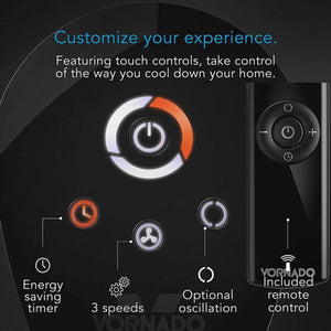 Vornado fan control interface showing timer speed oscillation and remote control features
