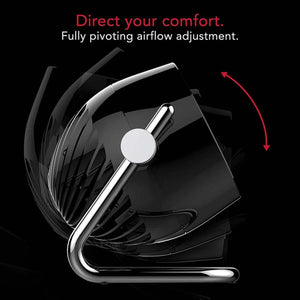 Vornado fan showing pivoting airflow adjustment range