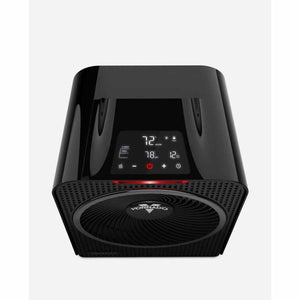 Vornado black digital space heater with front control panel and display