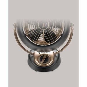 Vornado vintage style desk fan with black and bronze finish and speed control dial