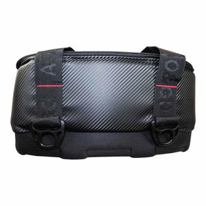 AO Coolers black carbon fiber textured soft cooler bag with black webbing straps and D-rings