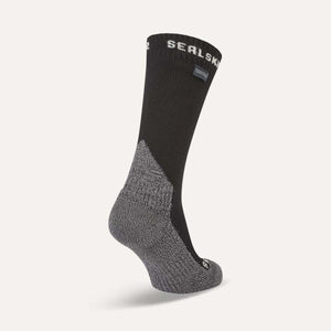 Sealskinz black and grey waterproof sock with brand logo on cuff