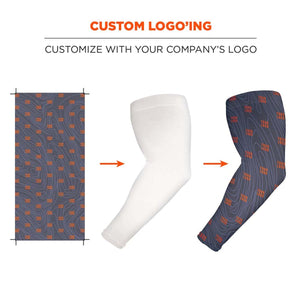 Chill-Its arm sleeve customization process showing pattern application to white sleeve