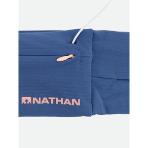 Blue Nathan running belt with zipper pocket and headphone cord port