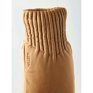 Tan Hestra leather glove cuff with ribbed detailing