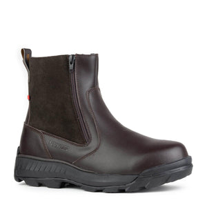 Nexgrip brown leather and suede side zip ankle boot with black rubber sole
