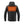 Back view of Kelvin black hooded puffer jacket with glowing orange heating element on upper back