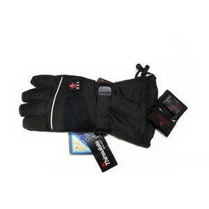 Thermrup black heated glove with battery pack and Thinsulate tag