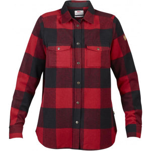 FjallRaven red and black buffalo plaid long sleeve button down shirt with two chest pockets