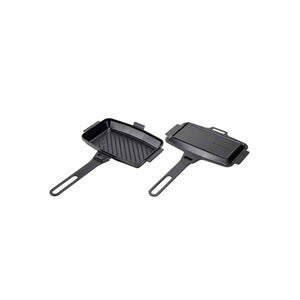 Snow Peak black cast iron sandwich cooker with two detachable halves