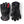 Hestra black leather ski gloves with grey padding and red accents