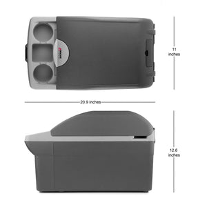 Wagan Tech portable cooler with dimensions labeled as 20.9 inches long 11 inches wide and 12.6 inches high