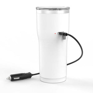 Wagan white heated travel mug with 12V car power adapter