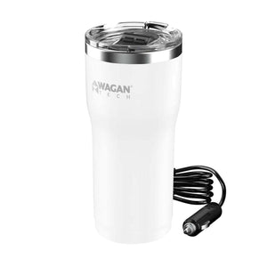 Wagan white heated travel mug with 12V car power adapter