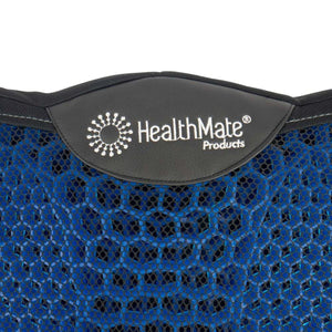 Wagan HealthMate Products logo on a blue honeycomb textured seat cushion