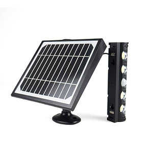 Wagan solar panel connected to a vertical LED light bar