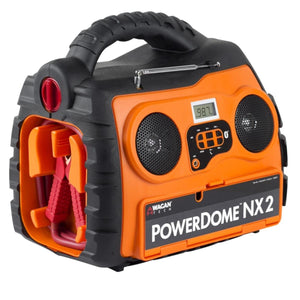 Wagan Tech Powerdome NX2 portable jump starter with integrated radio and speakers