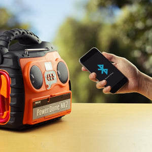 Wagan Tech Power Dome NX2 portable power station pairing with a smartphone via Bluetooth