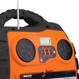 Wagan Tech portable radio with dual speakers and telescopic antenna