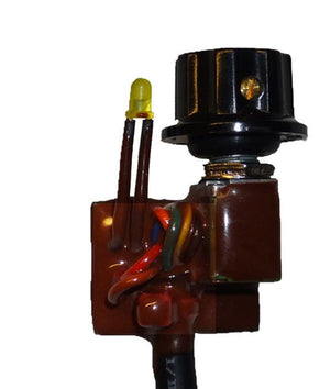 Rotary dimmer switch with yellow LED indicator light and multi colored wiring