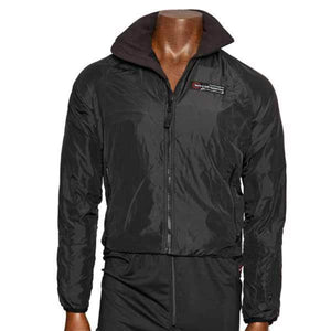 Black Warm and Safe heated jacket with high collar and front zipper