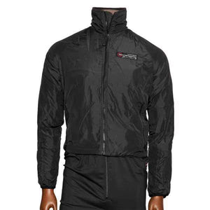 Black Warm and Safe Heated Gear jacket with high collar and front zipper