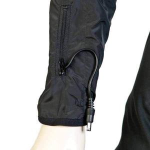 Warm and Safe black jacket sleeve with integrated power cable and zipper pocket