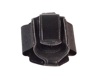 Black elastic belt holster with a clip