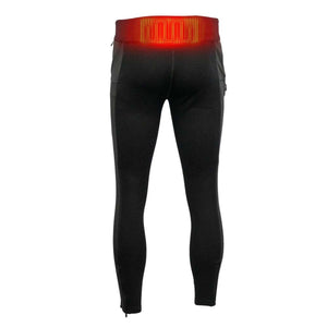 Mobile Warming black heated leggings with red lumbar heating element visible
