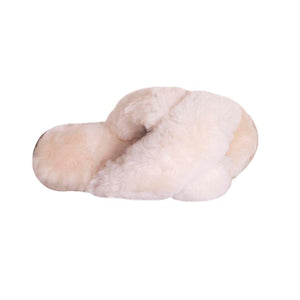 Cloud Nine Sheepskin beige crisscross sheepskin slippers