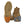 Winter Walking ice cleats attached to a tan leather work boot showing orange traction studs on the sole