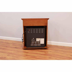 Back view of a Comfort Glow electric fireplace insert in a wooden cabinet