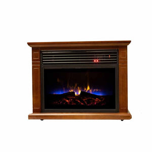 World Marketing electric fireplace with wood finish and flame effect