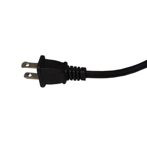 Black two prong electrical power cord plug