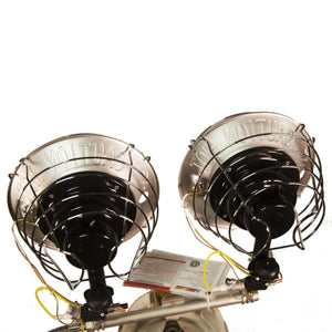 World Marketing dual head propane heater with wire safety guards
