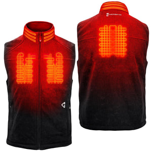 Gerbing heated vest showing front and back heating elements in orange