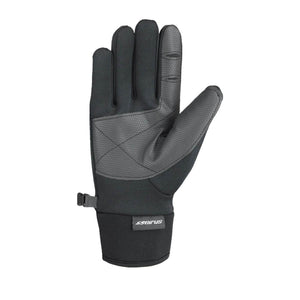 Seirus black glove with textured palm grip and wrist strap