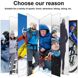 Savior Heat apparel worn by people participating in outdoor activities like skiing hiking and cycling