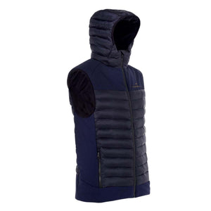 Therm-ic navy blue hooded insulated vest with zippered pockets