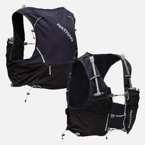 Nathan black hydration running vest with front water bottles