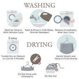 Infographic showing washing and drying instructions for delicate garments