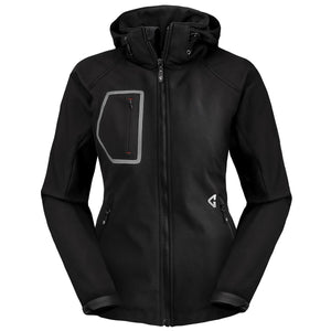Gerbing black softshell hooded jacket with chest pocket and front zipper