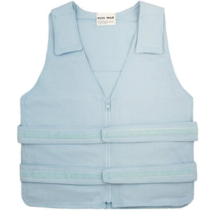 Light blue Polar Products Kool Max cooling vest with front zipper and adjustable side straps