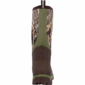 Back view of Muck camo and brown rubber boot