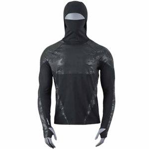 Seirus black long sleeve base layer with integrated hood and face mask