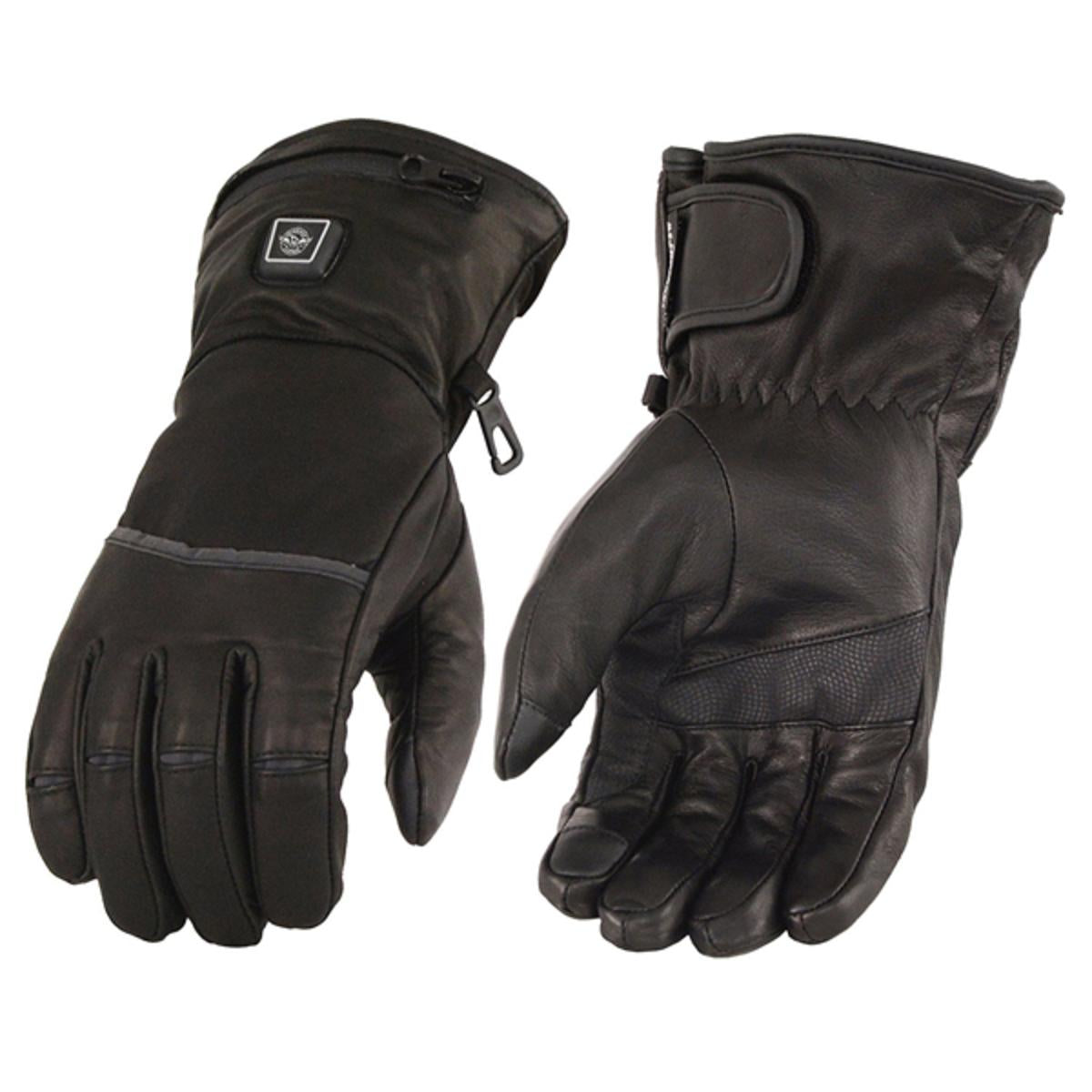 Milwaukee Leather MG7513 Men's Black ‘Heated’ Gauntlet Waterproof Winter Gloves with i-Touch