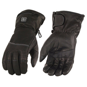 Milwaukee Leather black heated motorcycle gloves with wrist straps and battery pocket