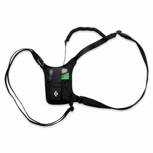 Black Diamond black chest harness with gear pouch and coiled tether